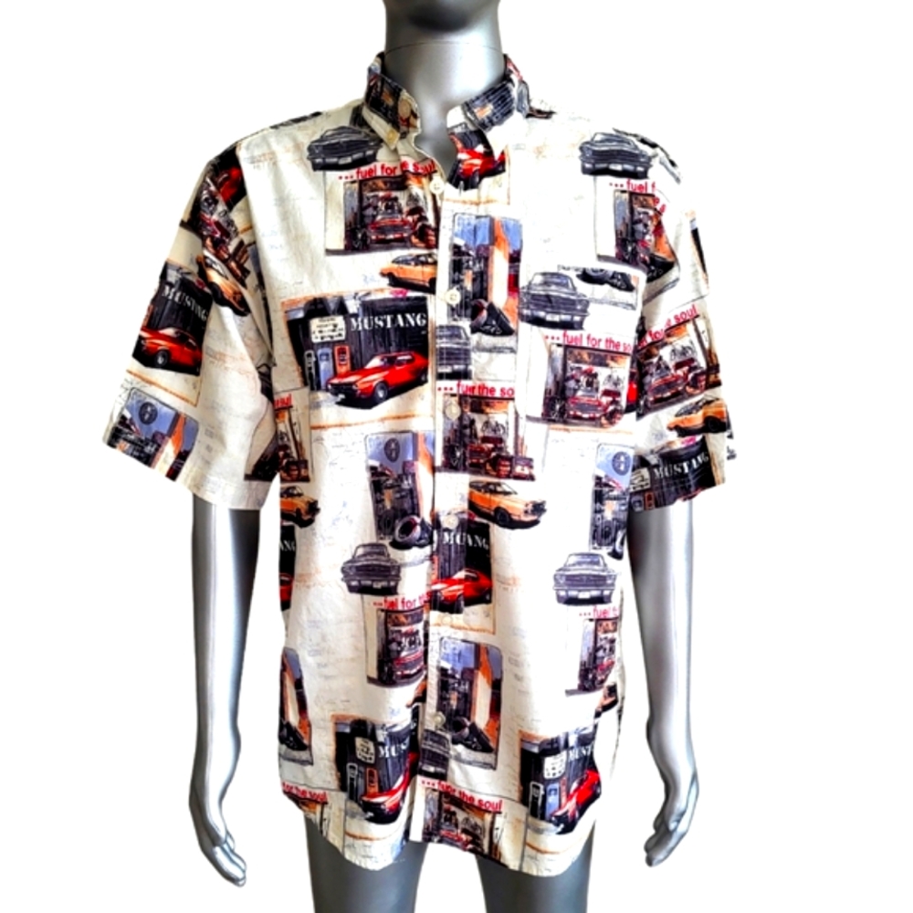 175. Joe Marlin Retro Mustang Button Down Shirt - Size XL